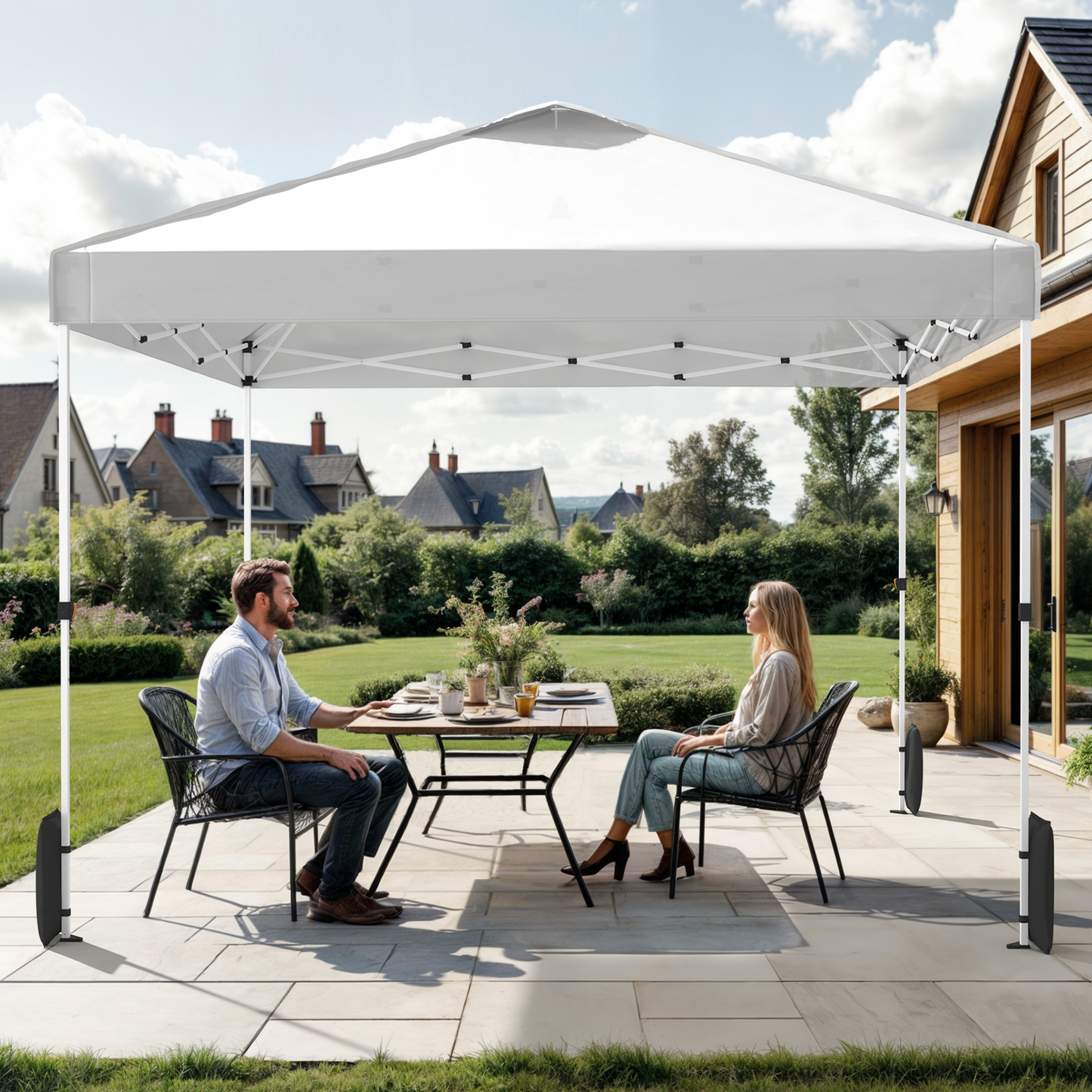 10'x 10' Pop up Canopy WhitePortable Straight Leg Instant Canopy Tent