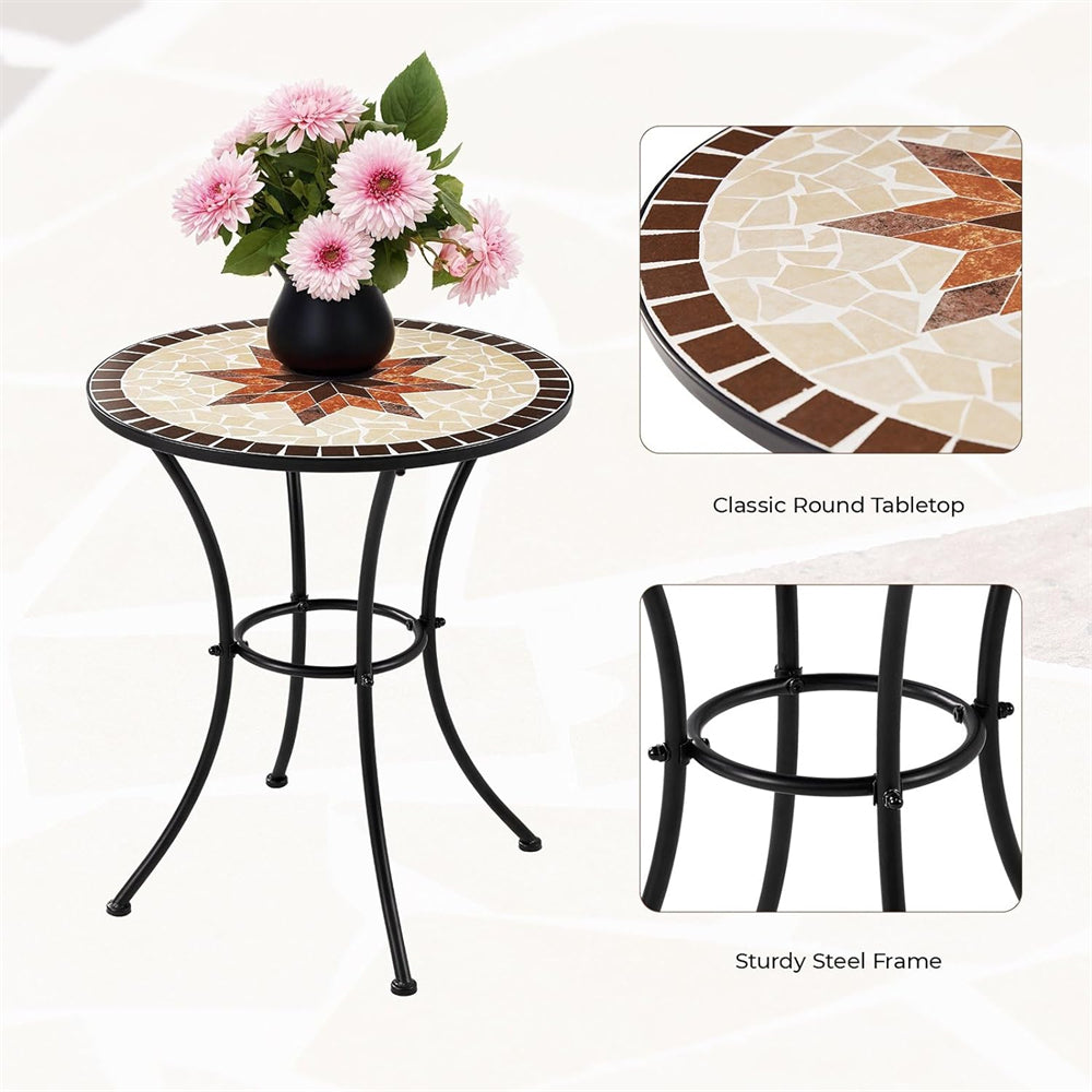 3 Piece Patio Bistro Set, Outdoor Metal Round Table w/ 2 Folding Chair