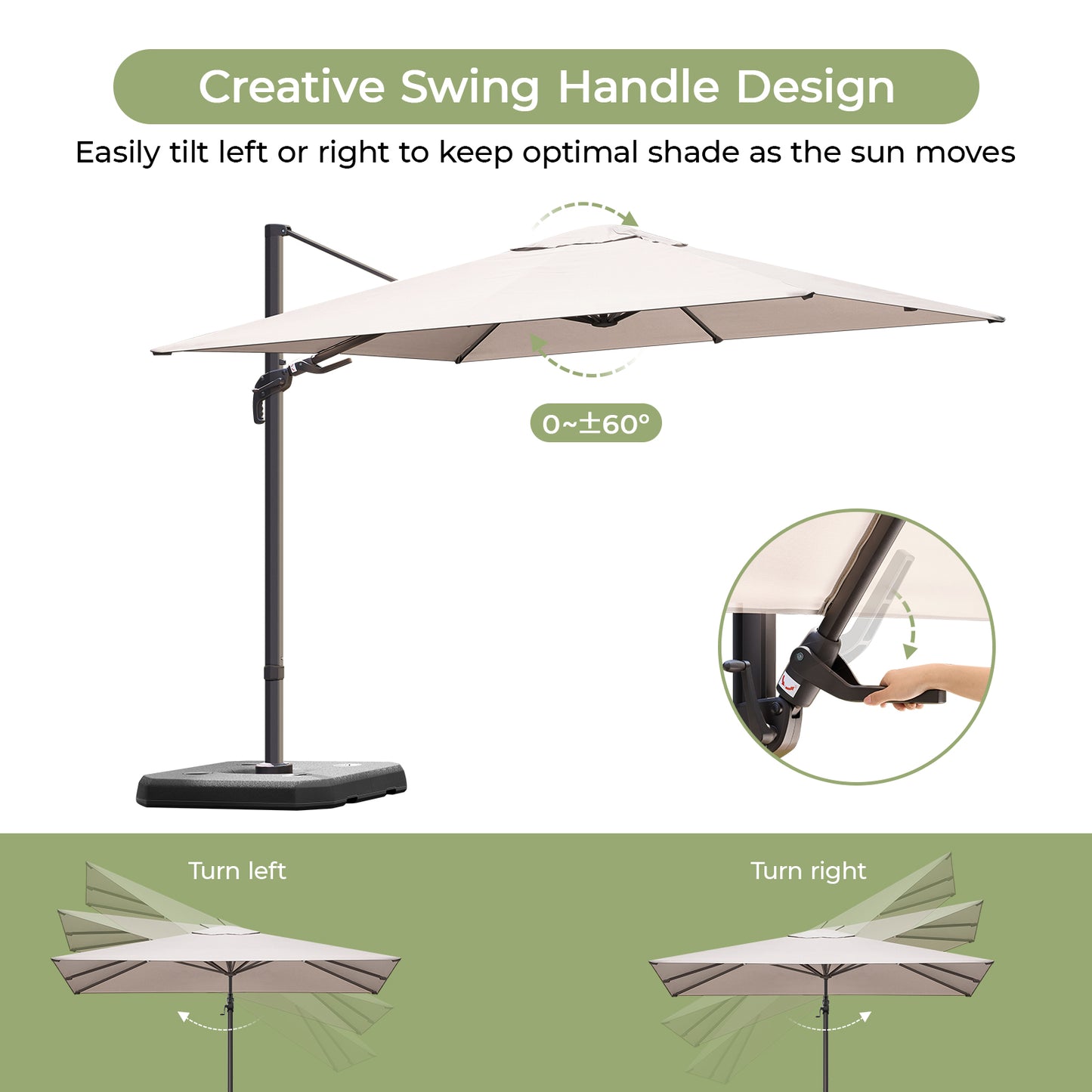 10x10ft Square Outdoor Patio Umbrella Offset Cantilever Umbrella,Beige