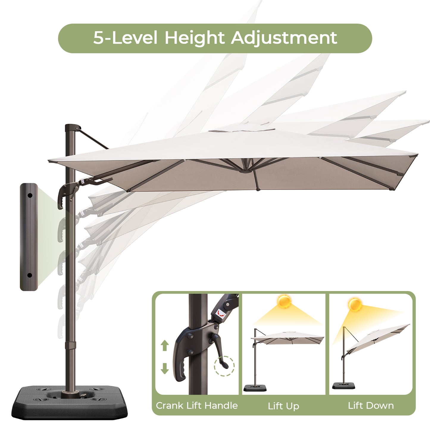 10x10ft Square Outdoor Patio Umbrella Offset Cantilever Umbrella,Beige