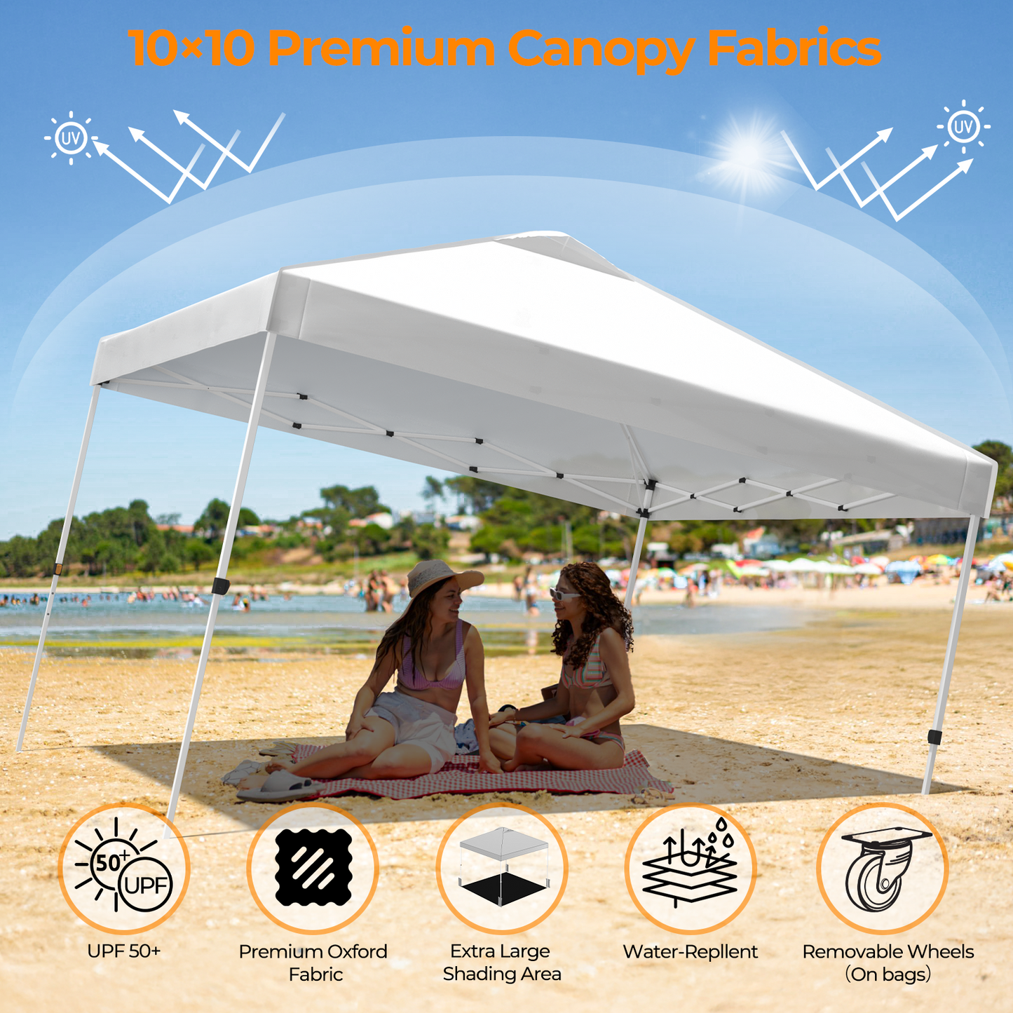 10'x 10' Pop up Canopy WhitePortable Straight Leg Instant Canopy Tent