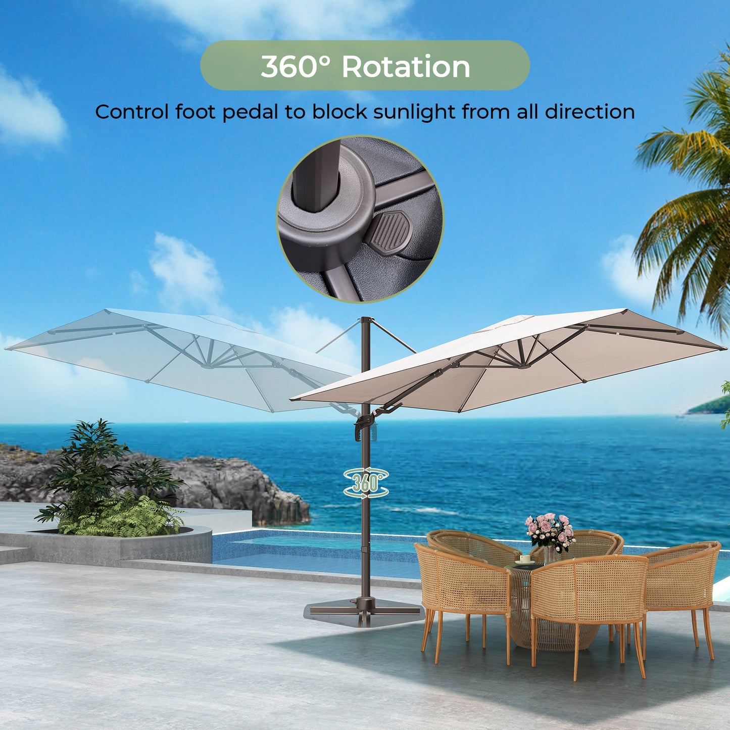 10x10ft Square Outdoor Patio Umbrella Offset Cantilever Umbrella,Beige