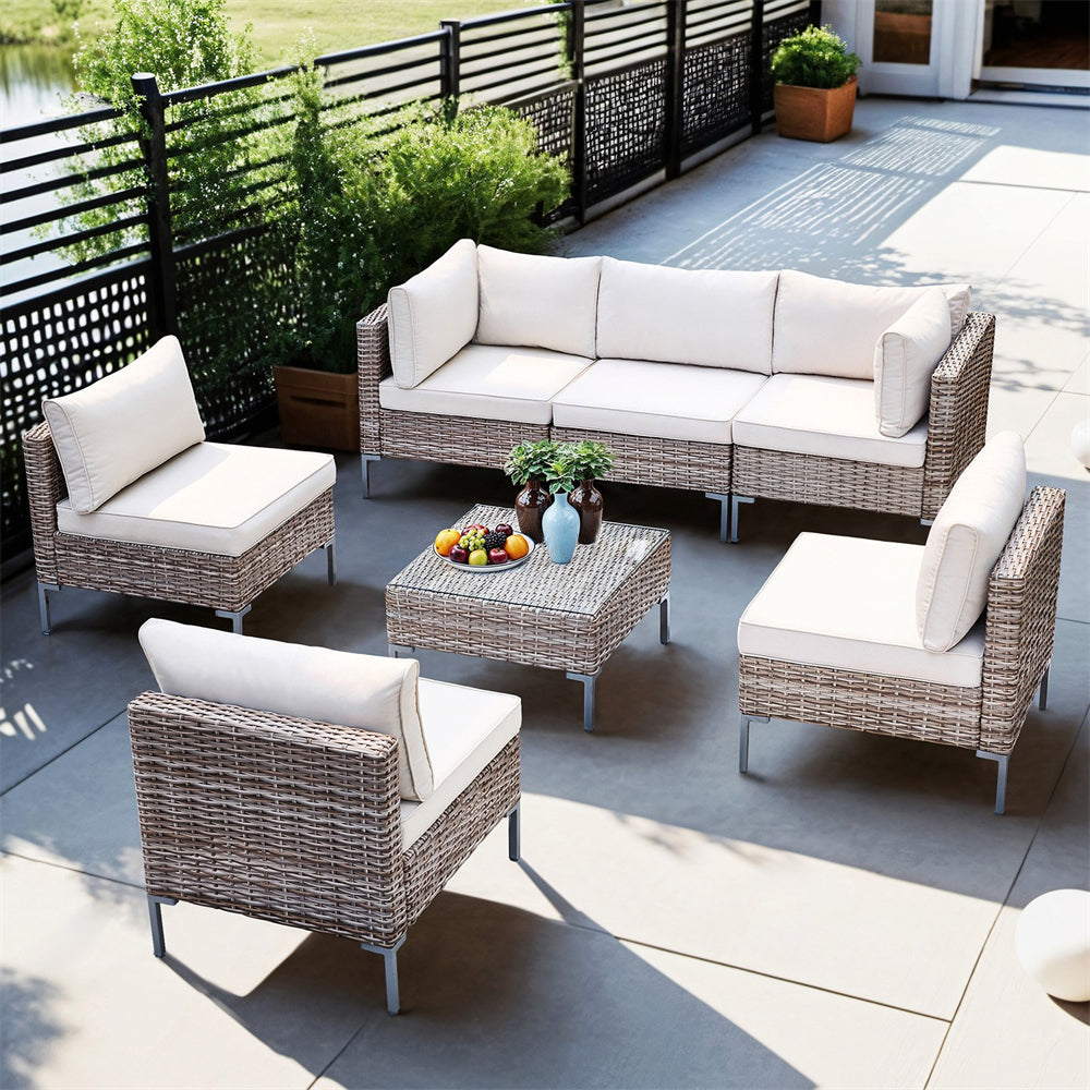 Vitarpatio Patio Furniture Set, Outdoor Bar Chairs Wicker Sofa Stool
