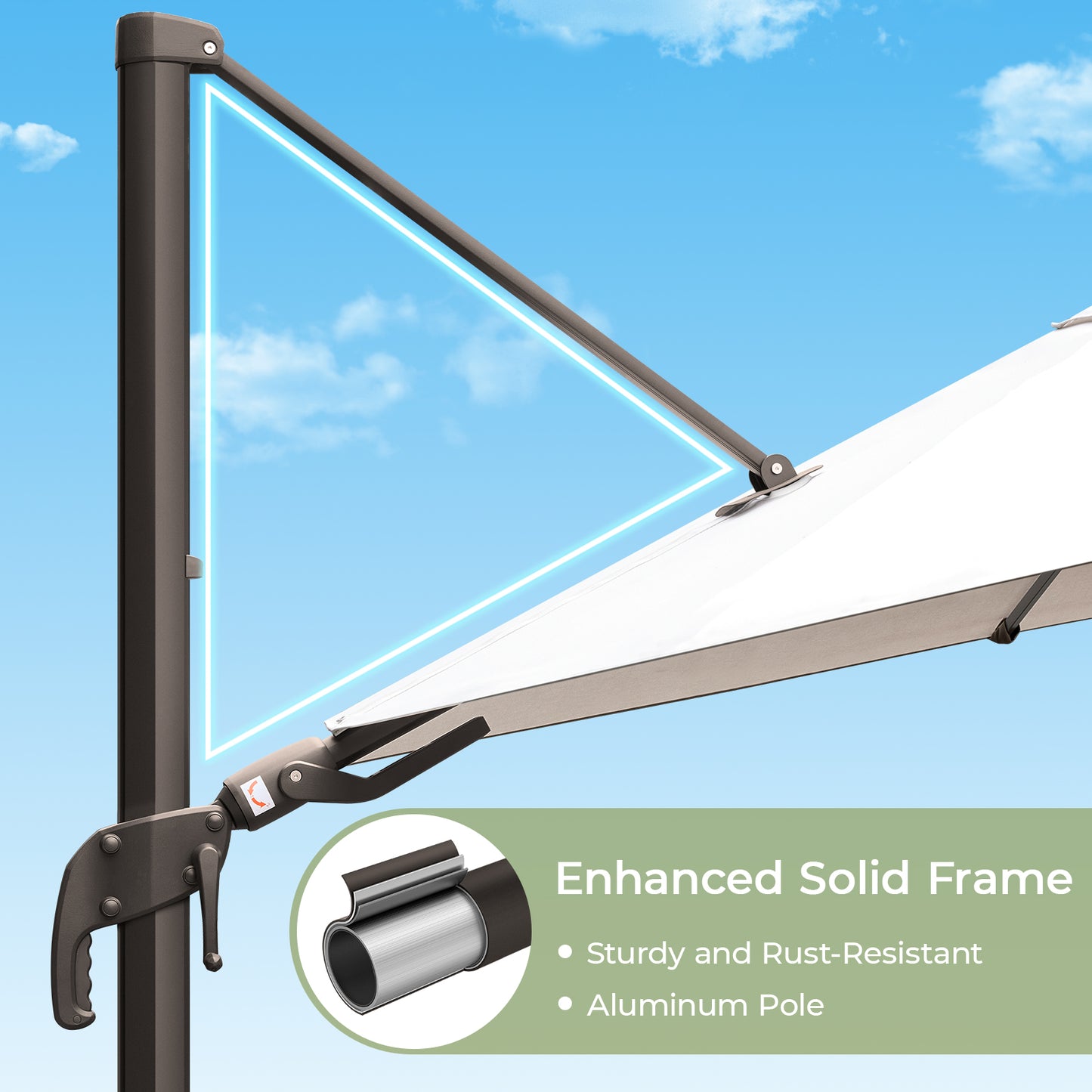 10x10ft Square Outdoor Patio Umbrella Offset Cantilever Umbrella,Beige