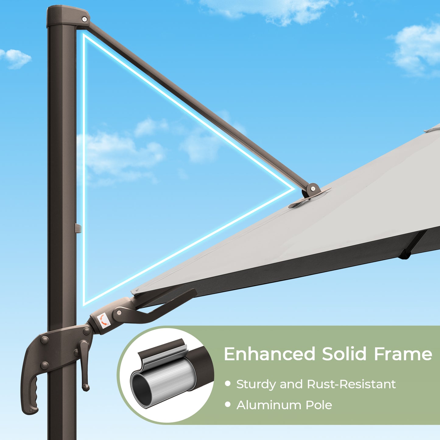 10x10ft Square Outdoor Patio Umbrella Offset Cantilever Umbrella, Gray