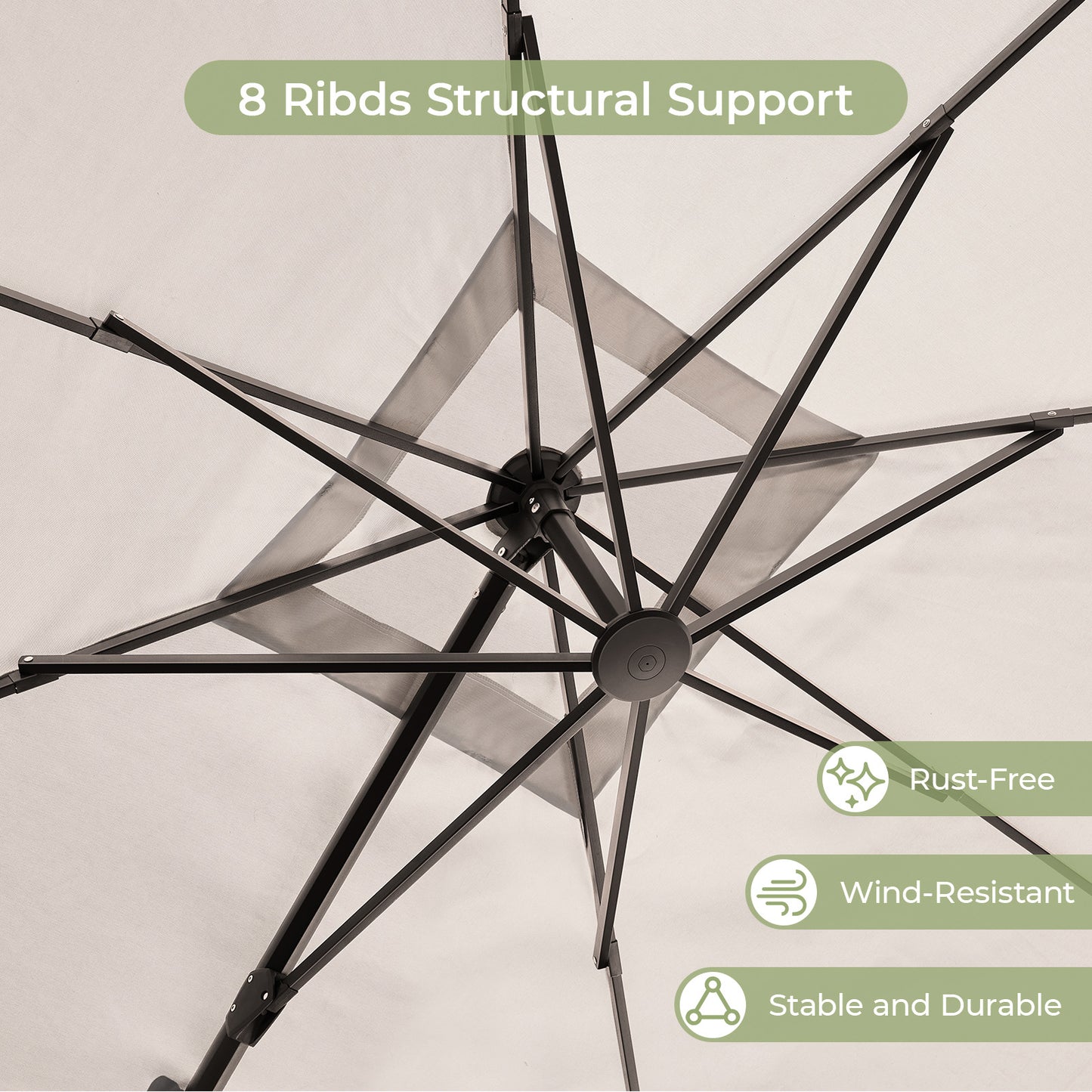 10x10ft Square Outdoor Patio Umbrella Offset Cantilever Umbrella,Beige