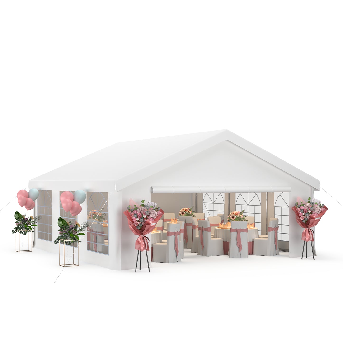 20x16ft Party Tent Heavy Duty with Removable Sidewalls and Sandbags