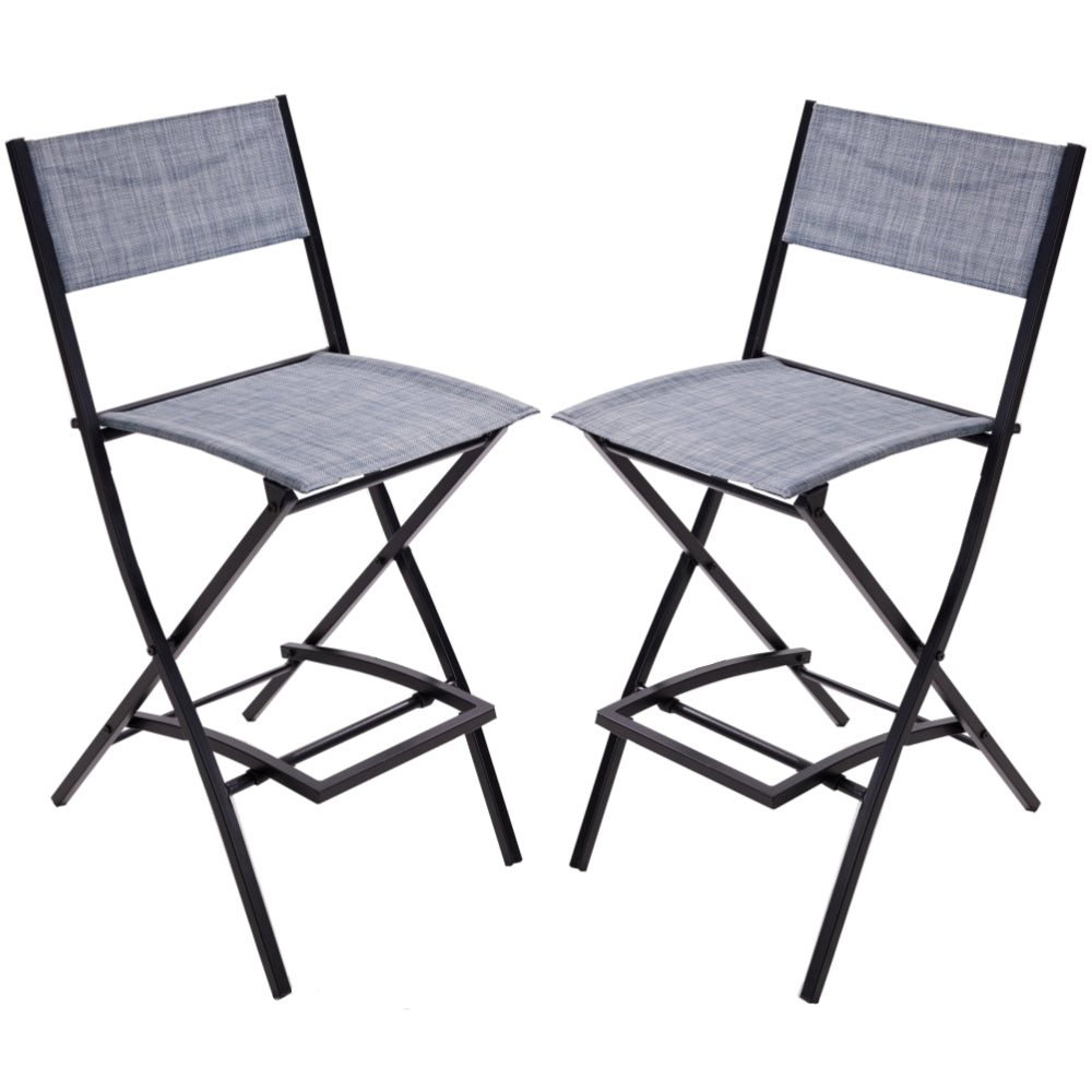 2 Pcs Patio Folding Chairs, Foldable Outdoor Bar Chairs with Footrest