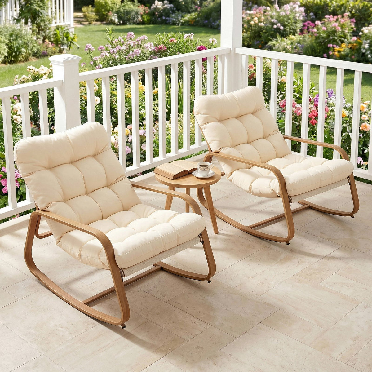 Vitarpatio Oversized Rocking Chair with Cushion and Armrest