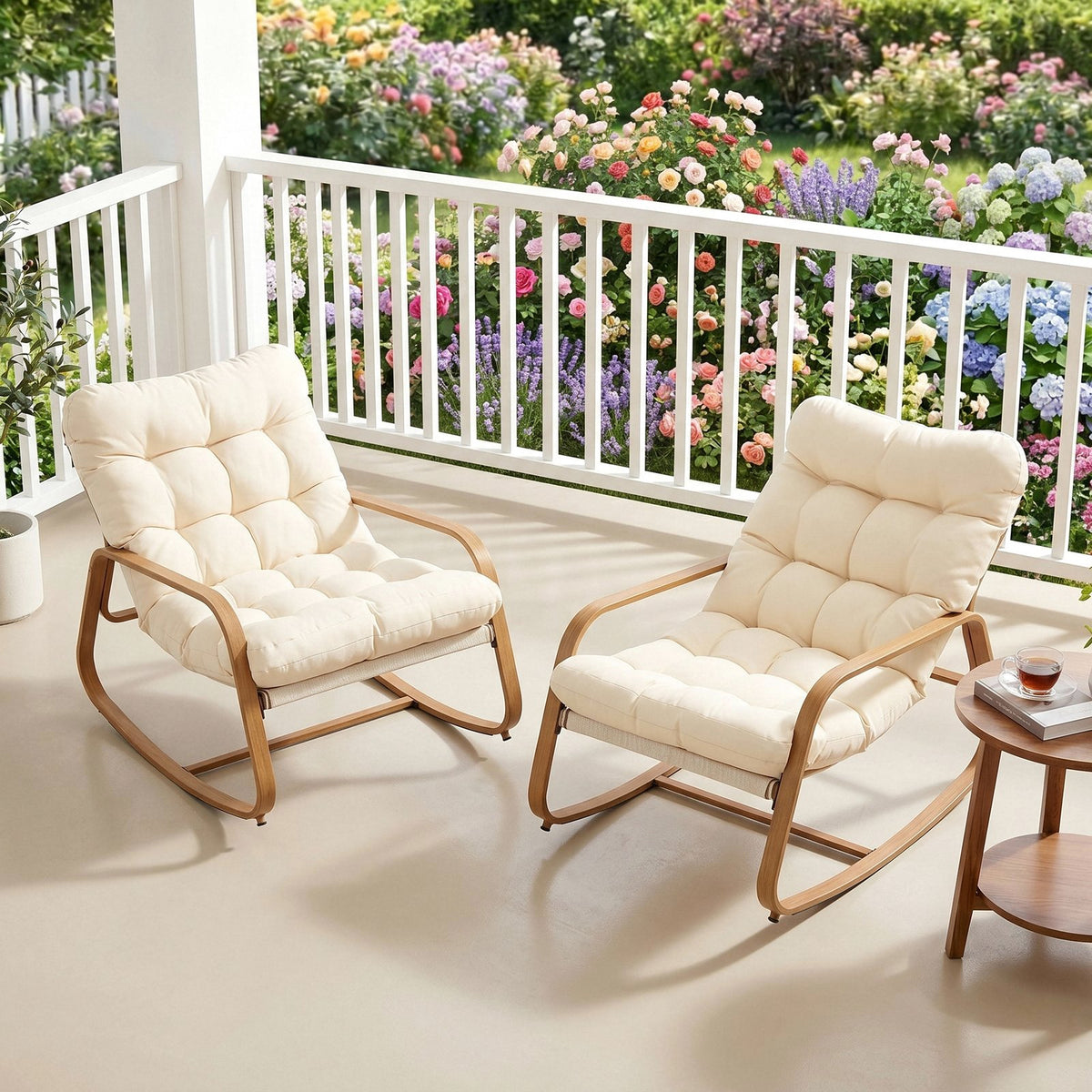 Vitarpatio Oversized Rocking Chair with Cushion and Armrest