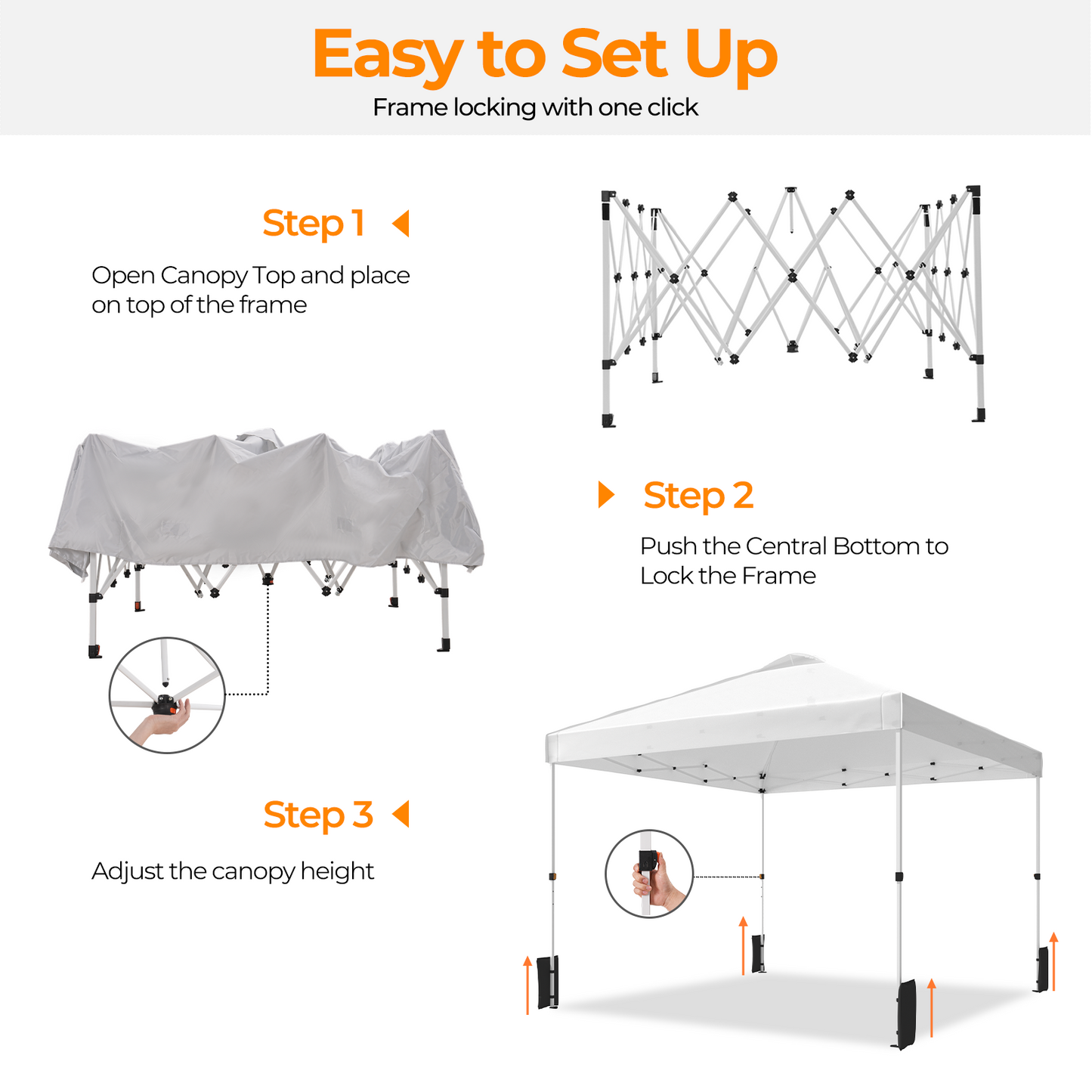 10'x 10' Pop up Canopy WhitePortable Straight Leg Instant Canopy Tent