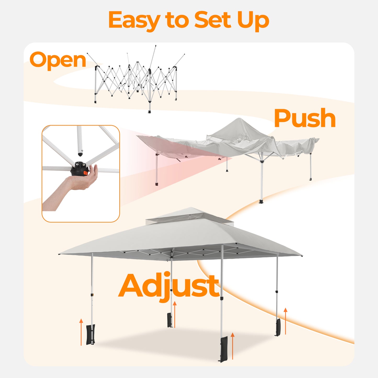 13x13 Pop Up Gazebo Instant Canopy Tent w/ Mosquito Netting,Light Gray