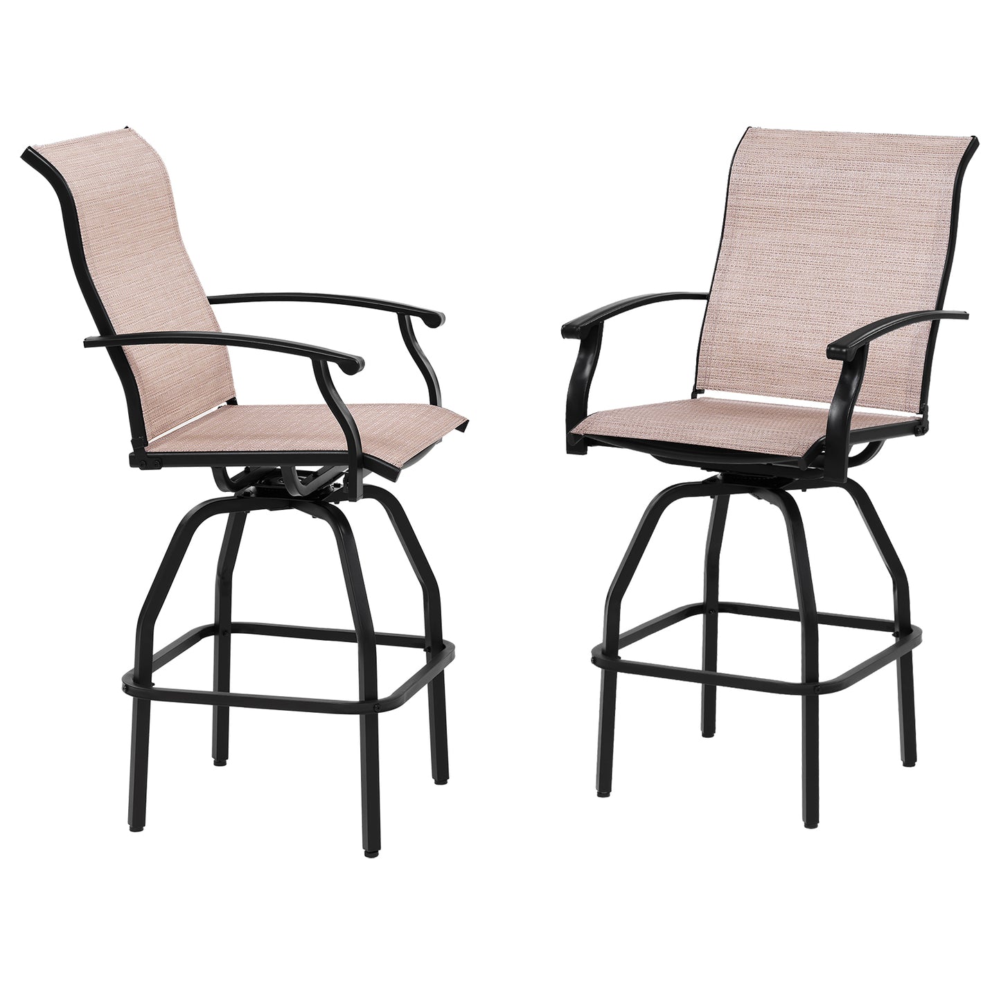2 Pcs Patio Swivel Bar Chairs, 360° Rotating Counter Height Bar Stools