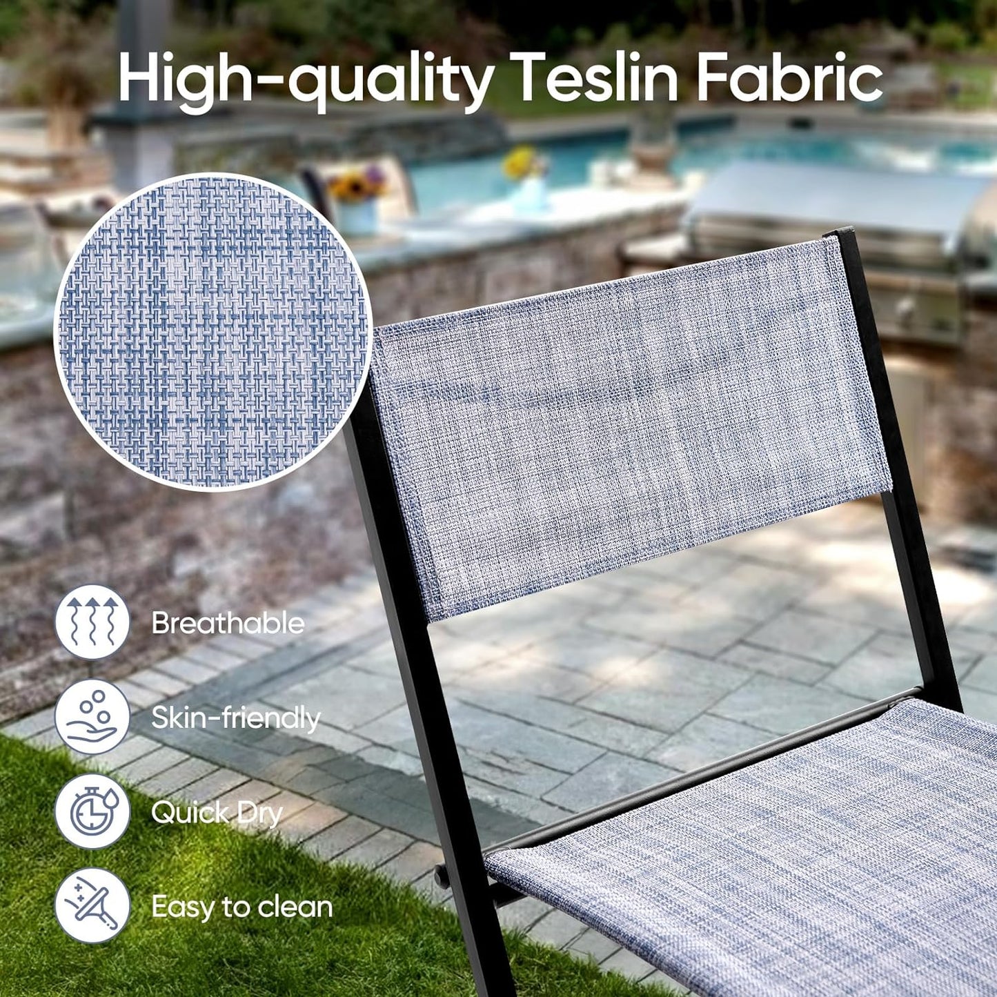 4 Piece Patio Folding Chairs, Portable Foldable Outdoor Bar Chair