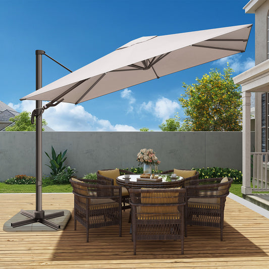 10x10ft Square Outdoor Patio Umbrella Offset Cantilever Umbrella,Beige