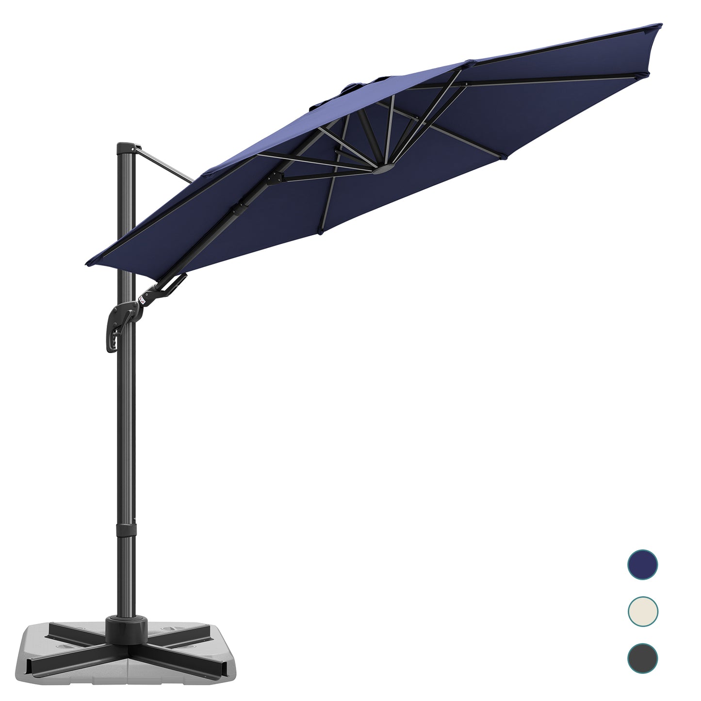 10' Round Hanging Offset Cantilever Umbrella w/ Polyester Canopy, Blue