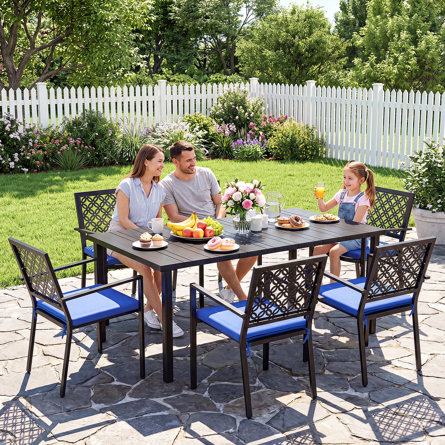 7-Piece Metal Outdoor Patio Dining Set with Cushions