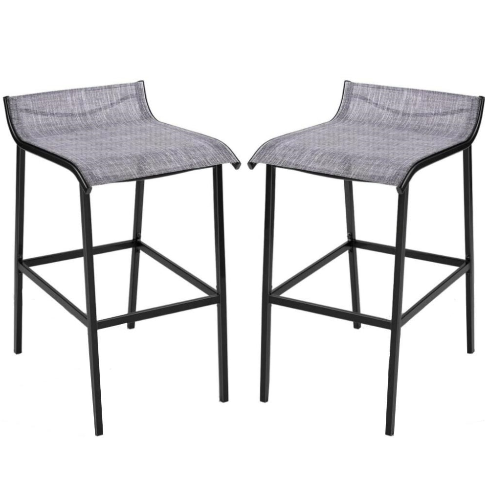 2 Pcs Outdoor Bar Stools, Counter Height Chair Patio Bar Stool