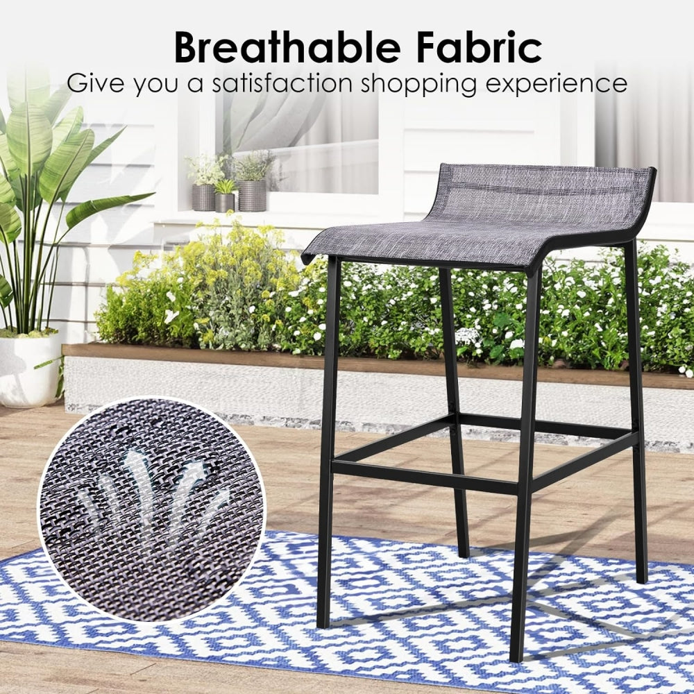 2 Pcs Outdoor Bar Stools, Counter Height Chair Patio Bar Stool