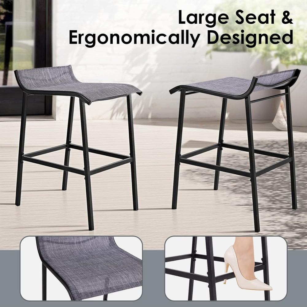 2 Pcs Outdoor Bar Stools, Counter Height Chair Patio Bar Stool