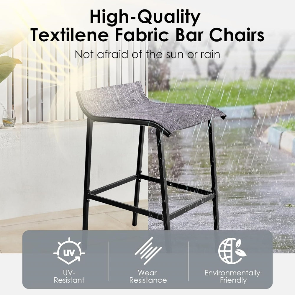 2 Pcs Outdoor Bar Stools, Counter Height Chair Patio Bar Stool