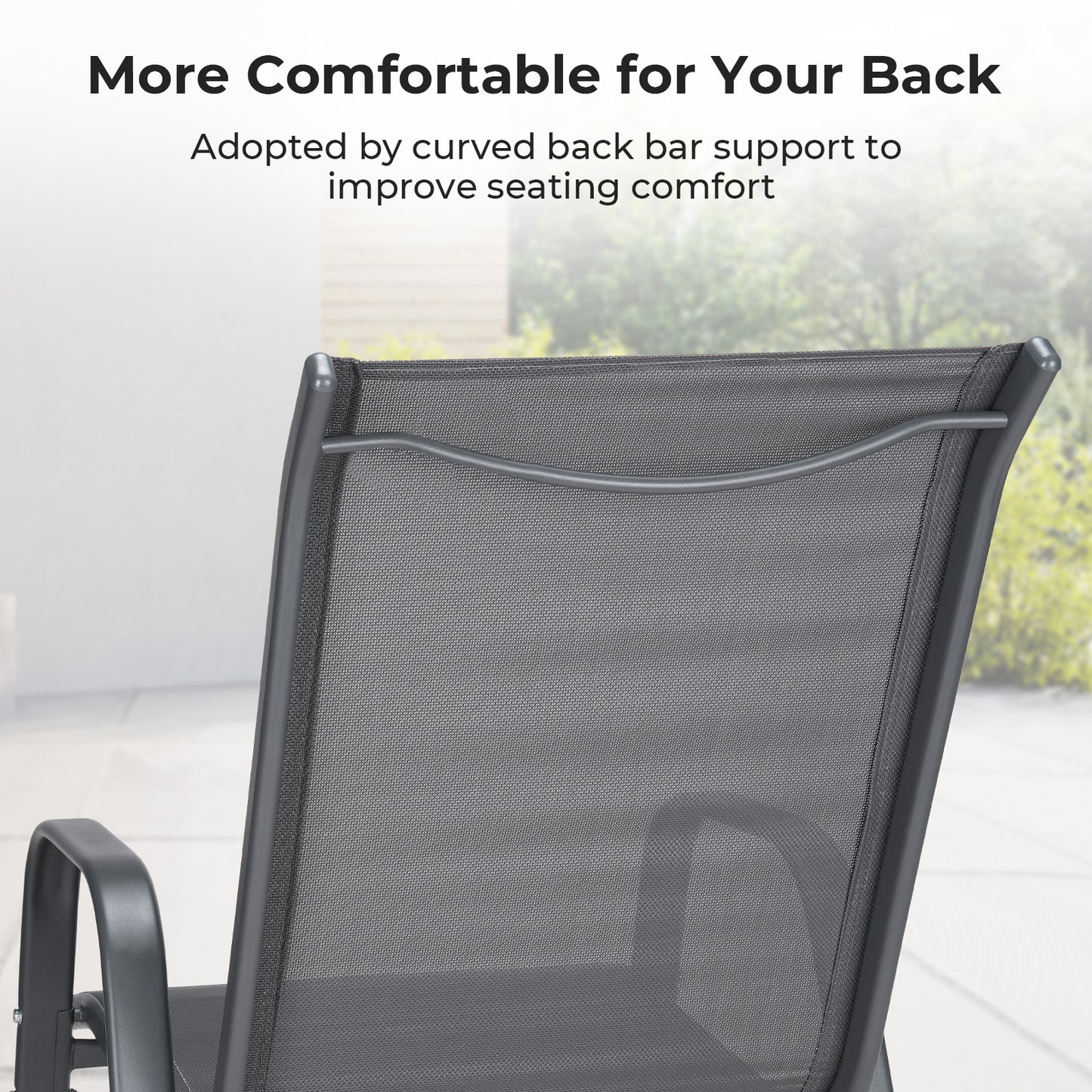 2 x Outdoor Stackable Patio Dining Chairs High Back Textilene Armchair