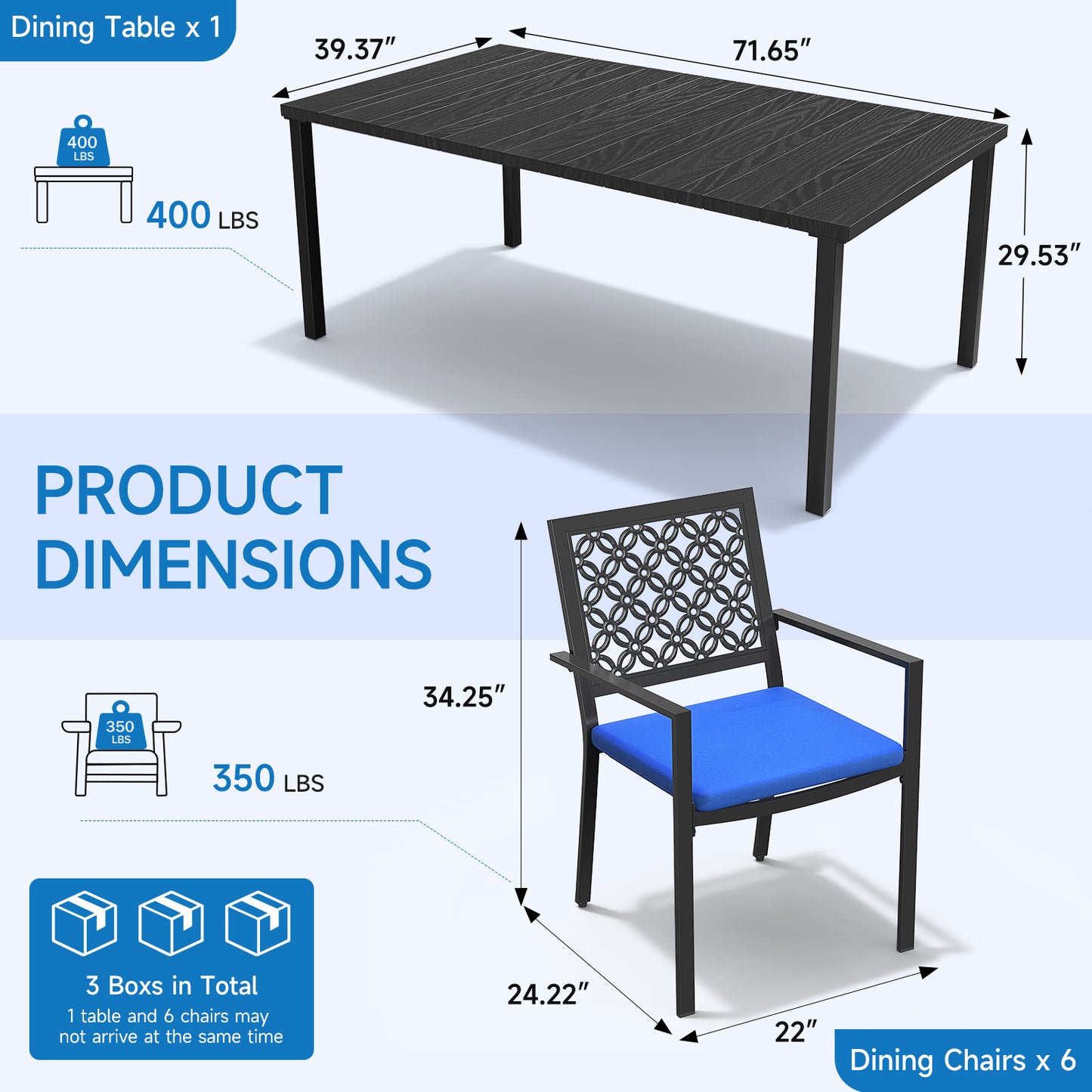 7-Piece Metal Outdoor Patio Dining Set with Cushions