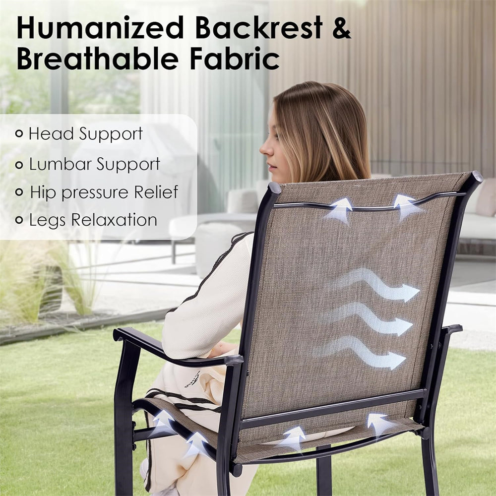 4 Piece Patio Dining Chairs, Outdoor Armchairs with Curved Armrests