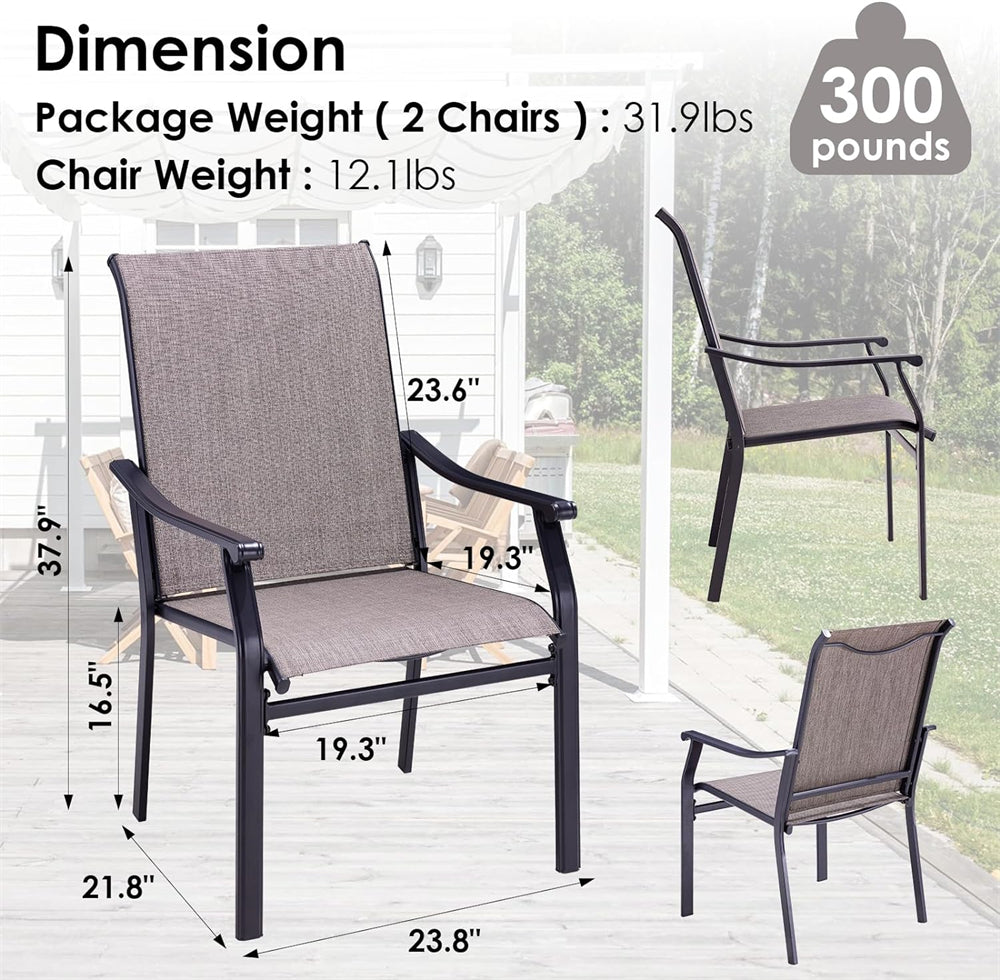 4 Piece Patio Dining Chairs, Outdoor Armchairs with Curved Armrests