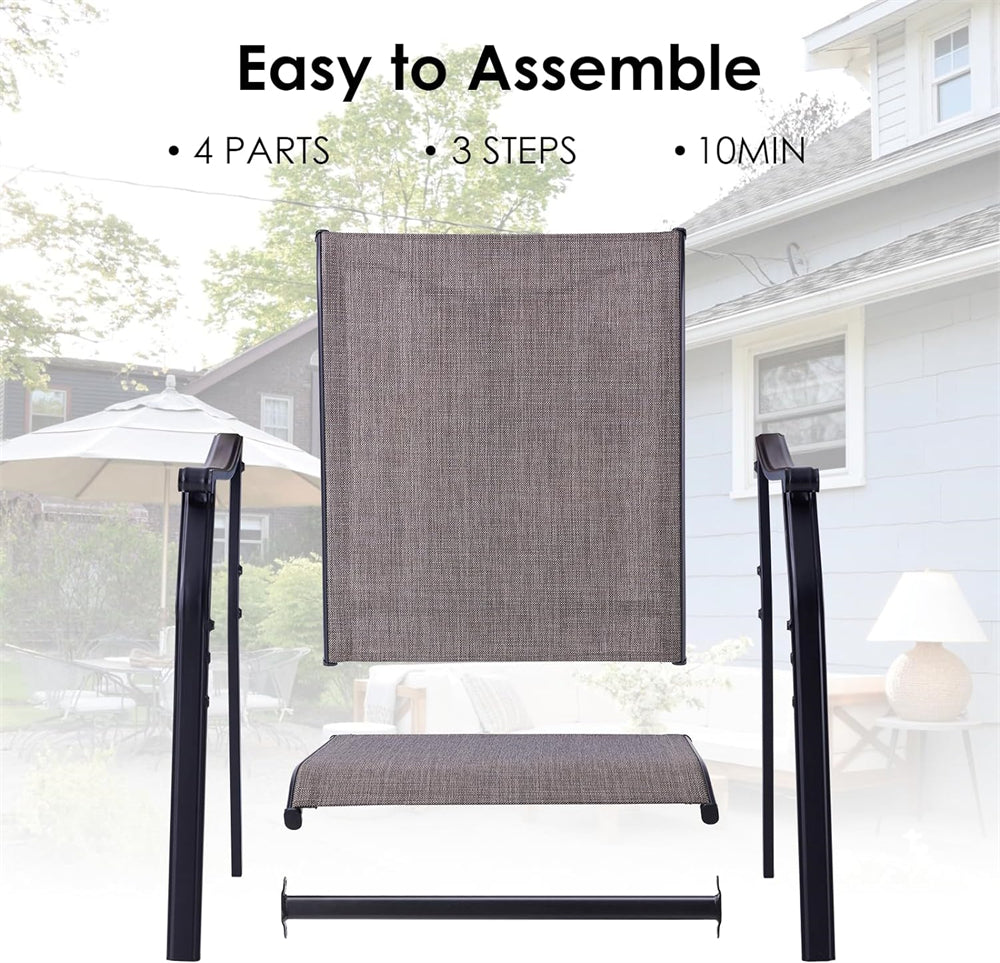 4 Piece Patio Dining Chairs, Outdoor Armchairs with Curved Armrests