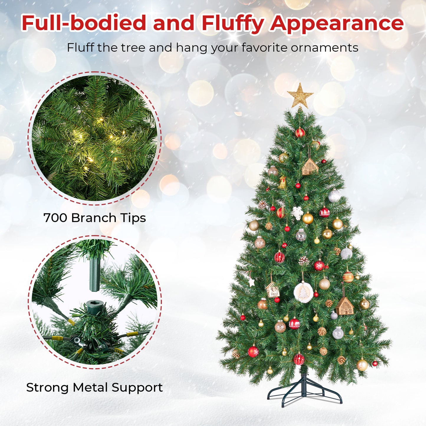 6ft Artificial Christmas Tree with 700 Tips