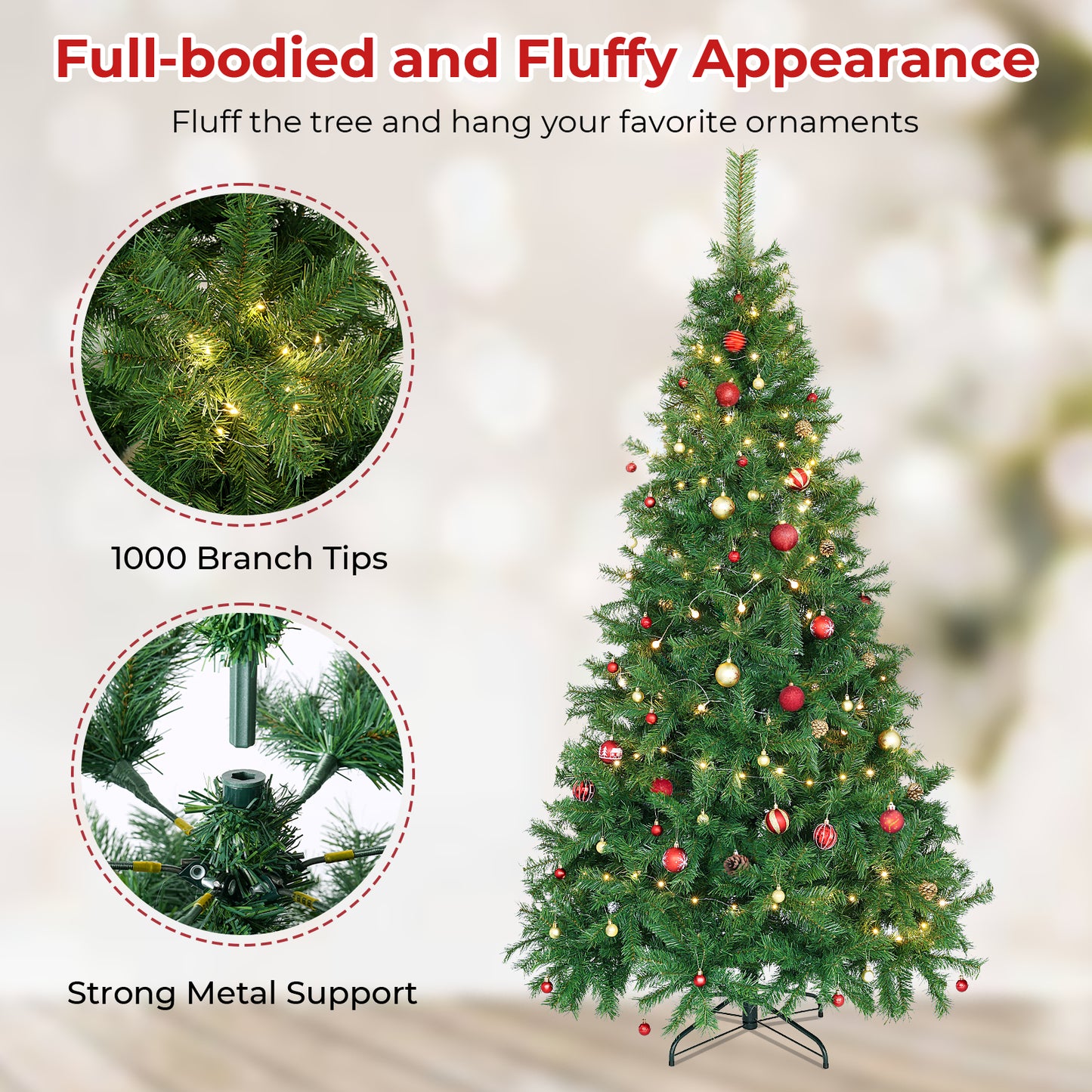 7.5ft Artificial Christmas Tree with 1000 Tips