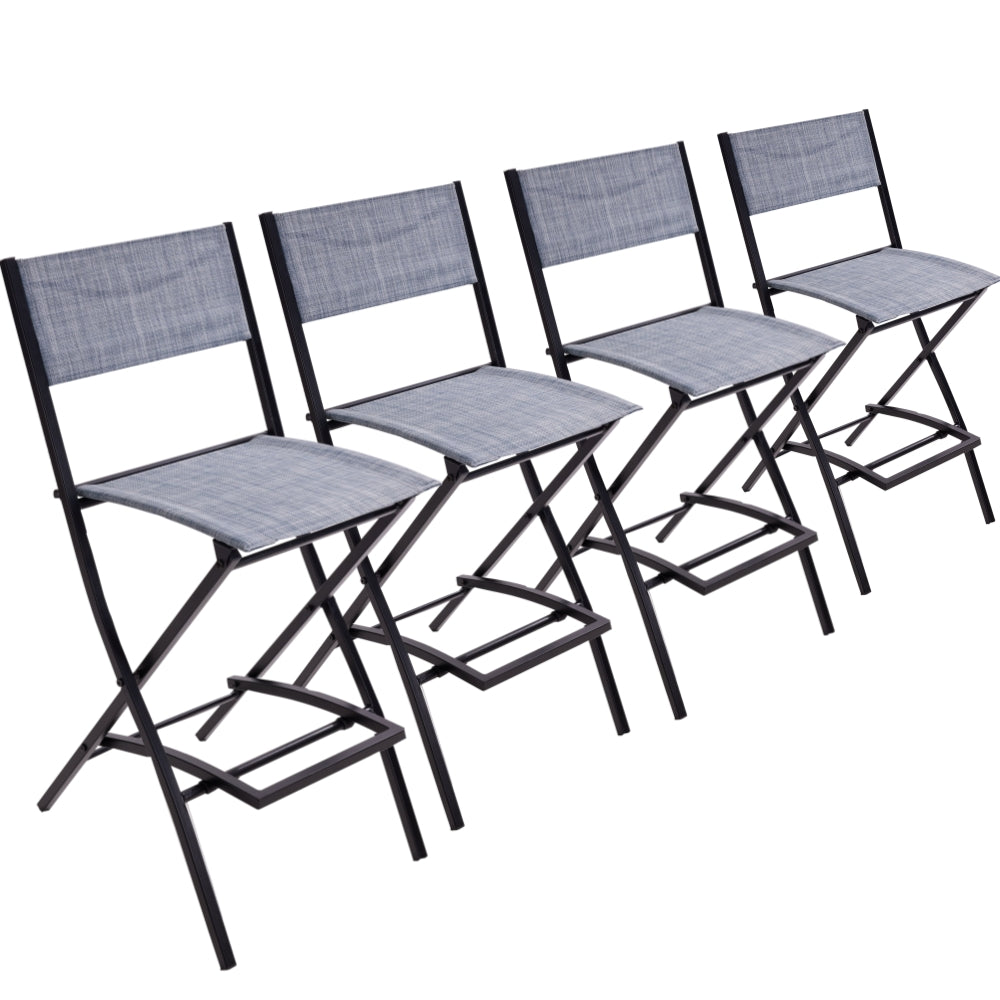 4 Piece Patio Folding Chairs, Portable Foldable Outdoor Bar Chair