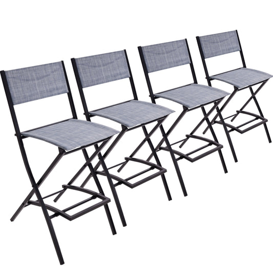 4 Piece Patio Folding Chairs, Portable Foldable Outdoor Bar Chair