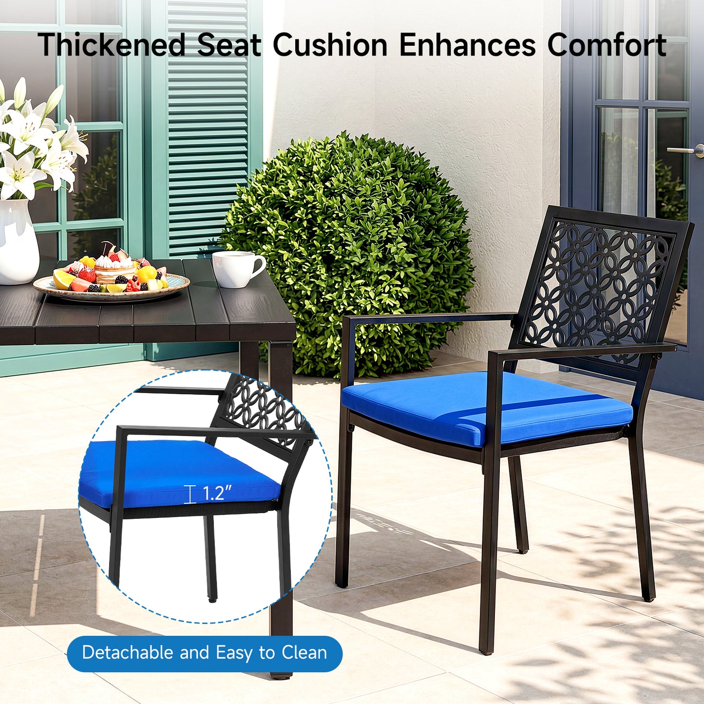 7-Piece Metal Outdoor Patio Dining Set with Cushions