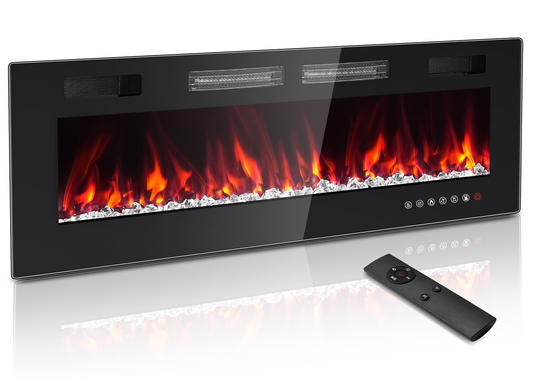 60" Electric Fireplace, 750/1500WRecessed Wall Mounted Electric Heater