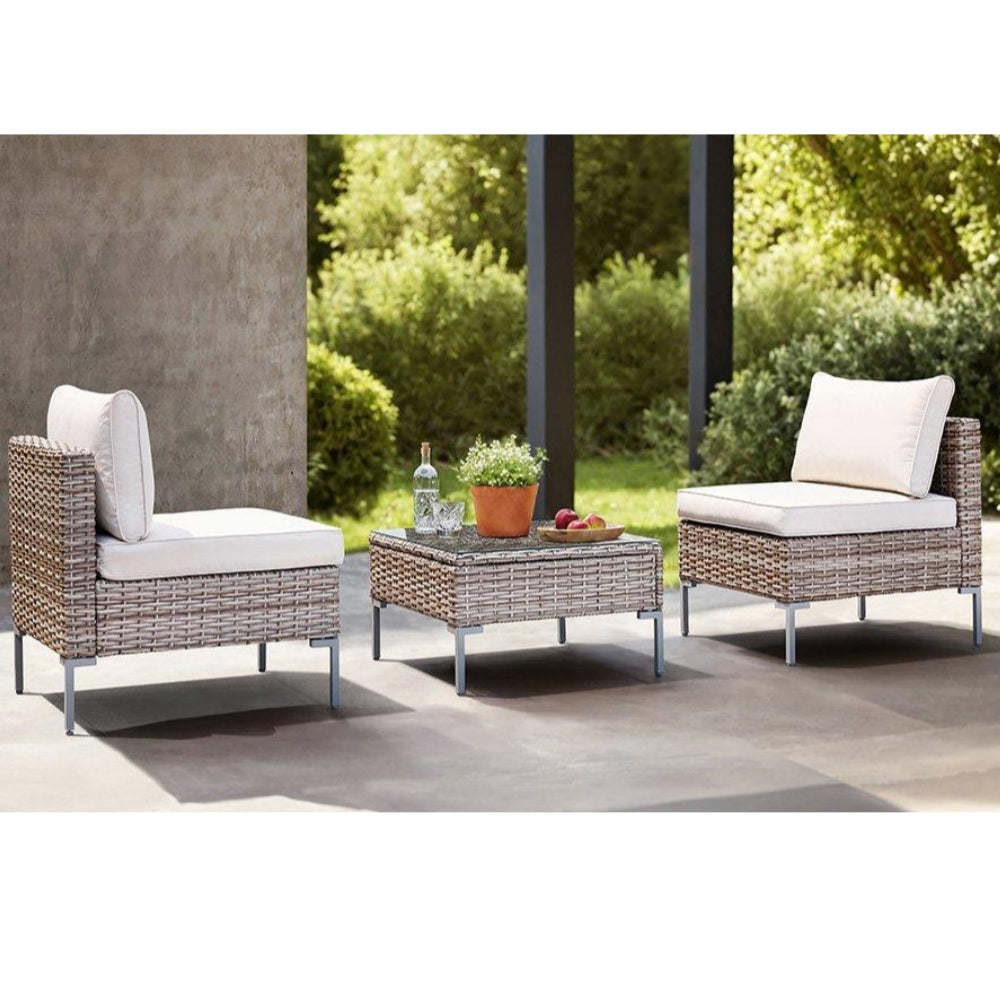 3 Piece Patio Furniture Set, Outdoor Conversation Set with Square Table