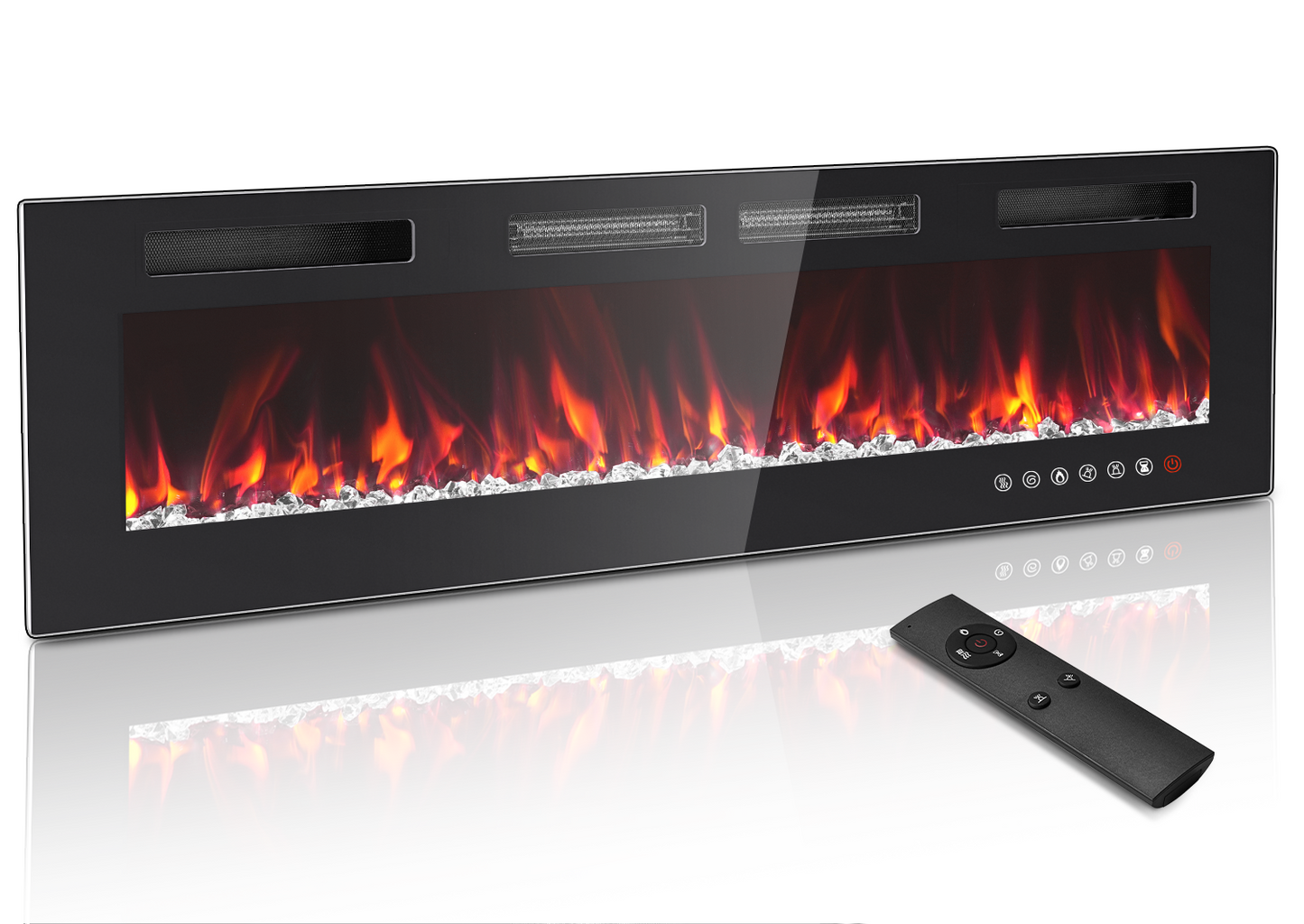 72" Electric Fireplace, 750/1500WRecessed Wall Mounted Electric Heater