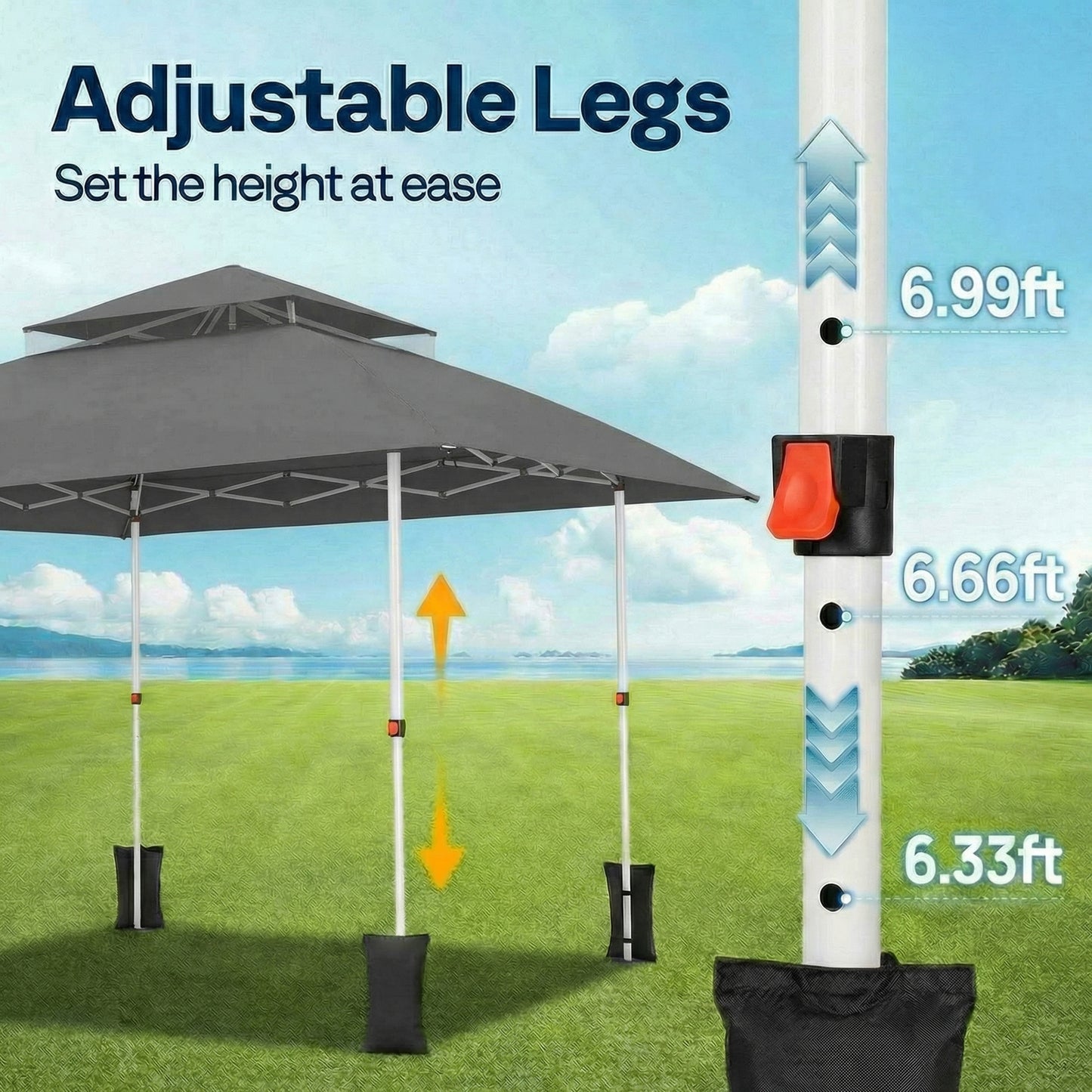 13x13 Pop Up Gazebo Instant Canopy Tent w/ Mosquito Netting, Dark Gray