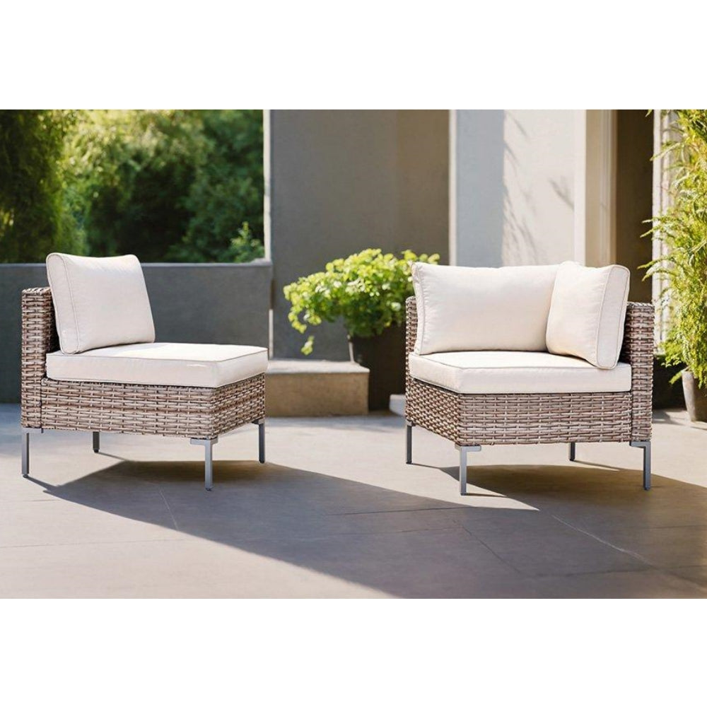 2 Piece Patio Furniture Set, Outdoor Rattan Sofa Chair with Cushion