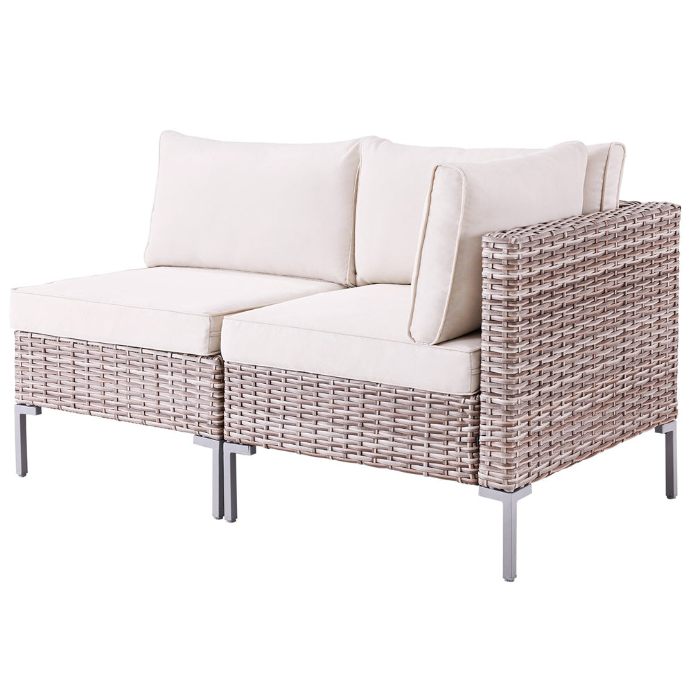 2 Piece Patio Furniture Set, Outdoor Rattan Sofa Chair with Cushion
