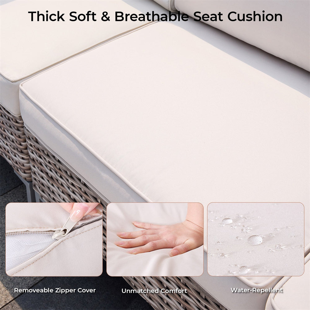 2 Piece Patio Furniture Set, Outdoor Rattan Sofa Chair with Cushion