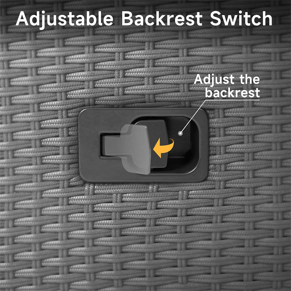 Patio Recliner, Outdoor Adjustable Backrest Rattan Reclining Chair