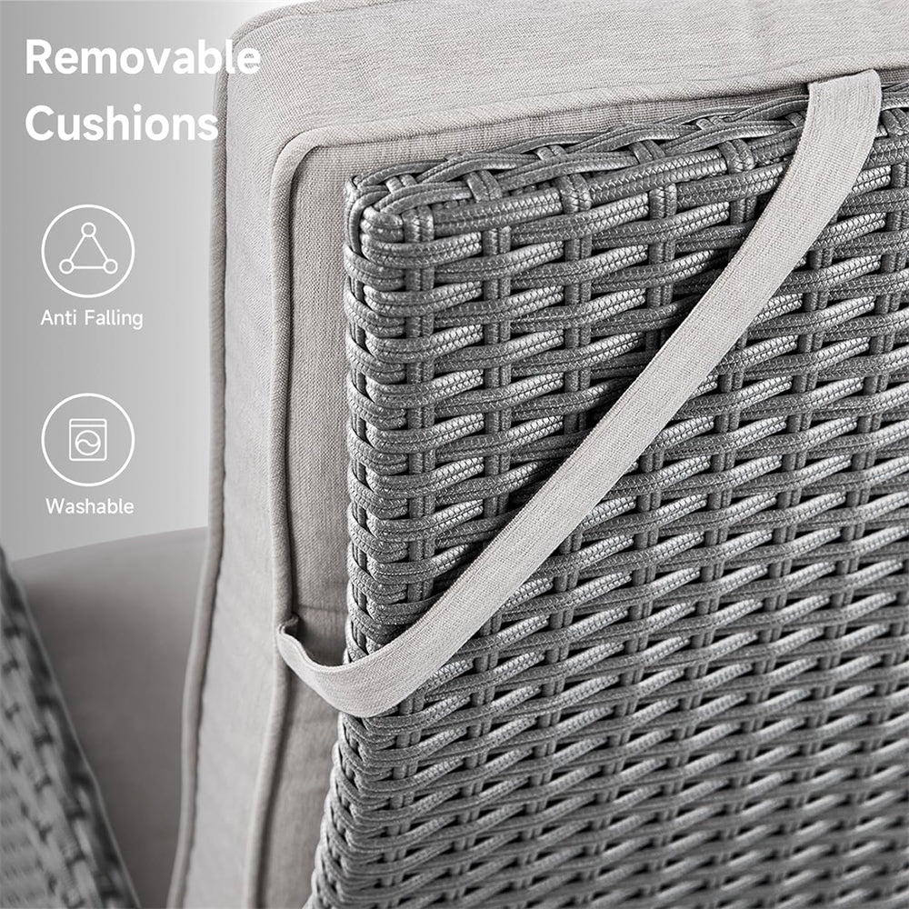 2 x Patio Recliner, Outdoor Adjustable Backrest Rattan Reclining Chair