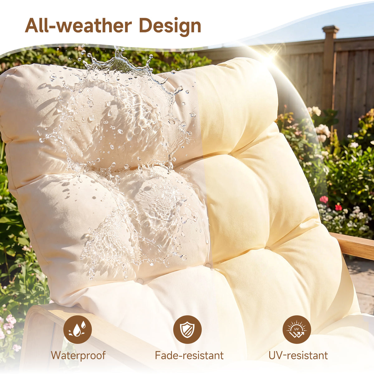 Vitarpatio Oversized Rocking Chair with Cushion and Armrest