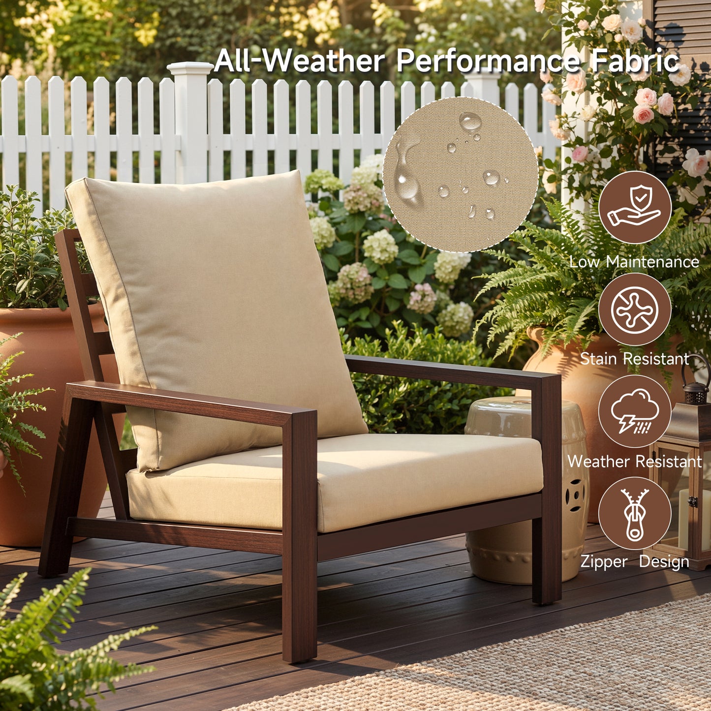 Aluminum 5 Piece Outdoor Patio Furniture Set w/ Coffee Table & Ottoman