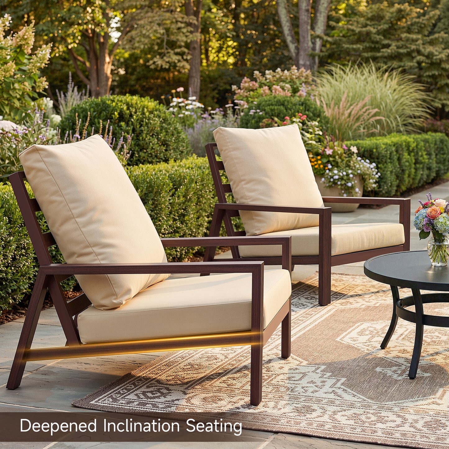 Aluminum 5 Piece Outdoor Patio Furniture Set w/ Coffee Table & Ottoman