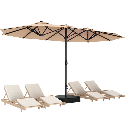 15ft Extra Large Double-Sided Patio Umbrella, 12 Ribs Table Umbrella