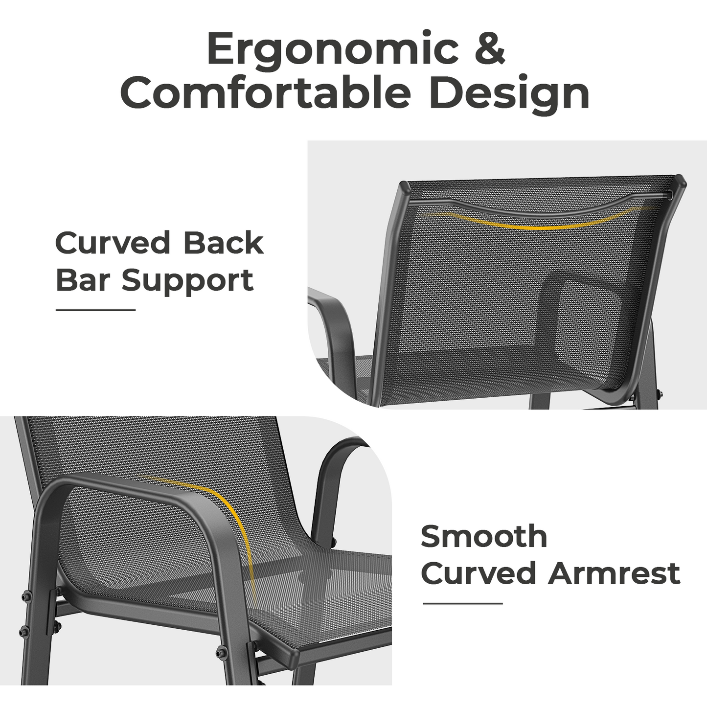 2 Piece Outdoor Textilene Bar Chairs, Bar Height Patio Bar Stools