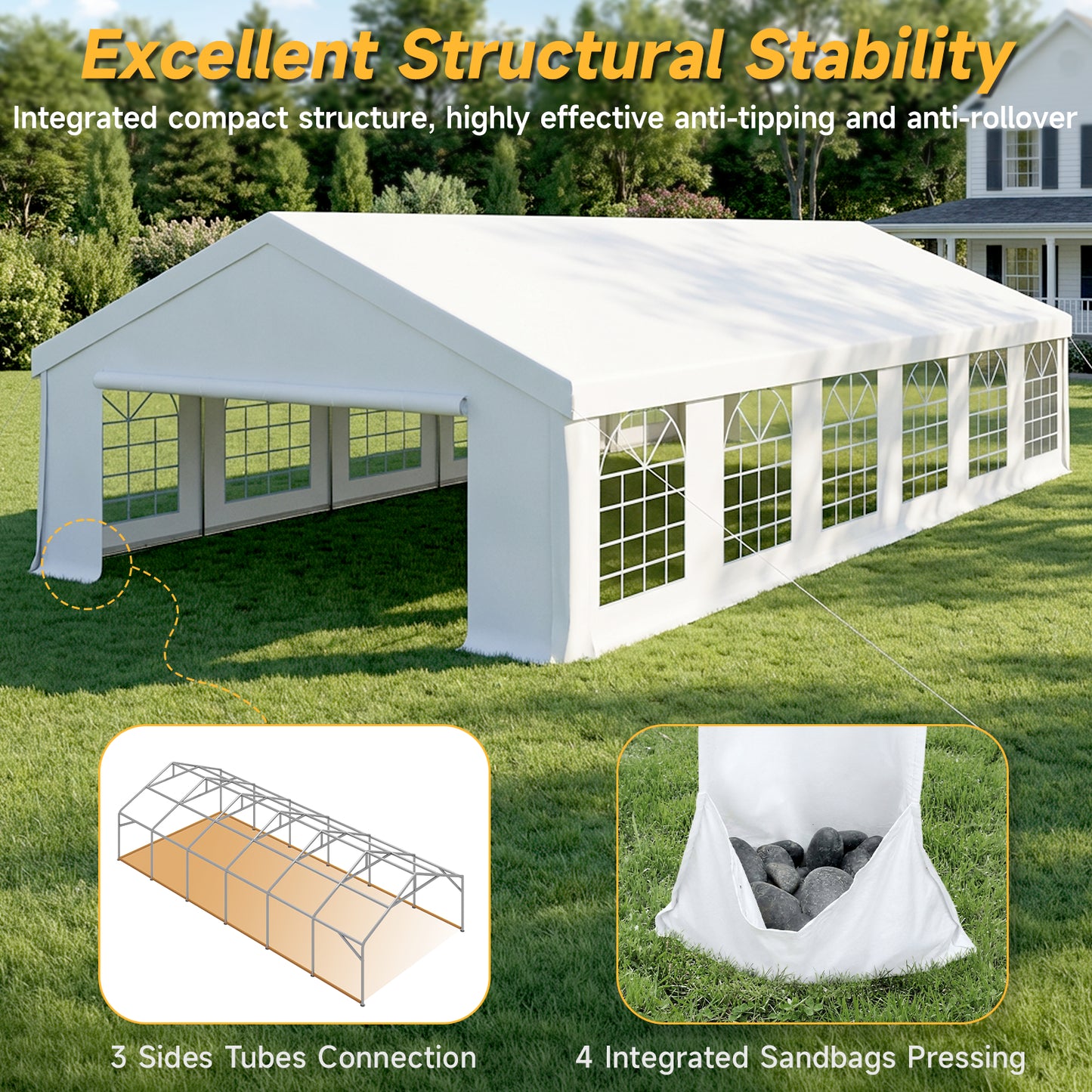 20x40ft Party Tent Heavy Duty with Removable Sidewalls and Sandbags